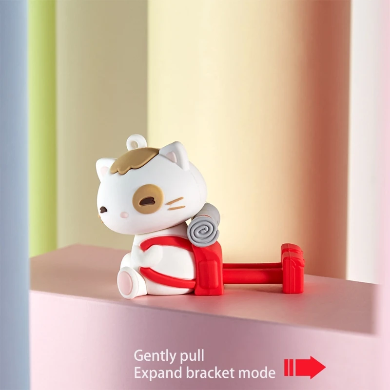 

H9EB Universal Silicone Cute Cat Smart Phone Holder Cartoon Lucky Cat Desk Stand Mount Bracket Cradle for Mobile Phone