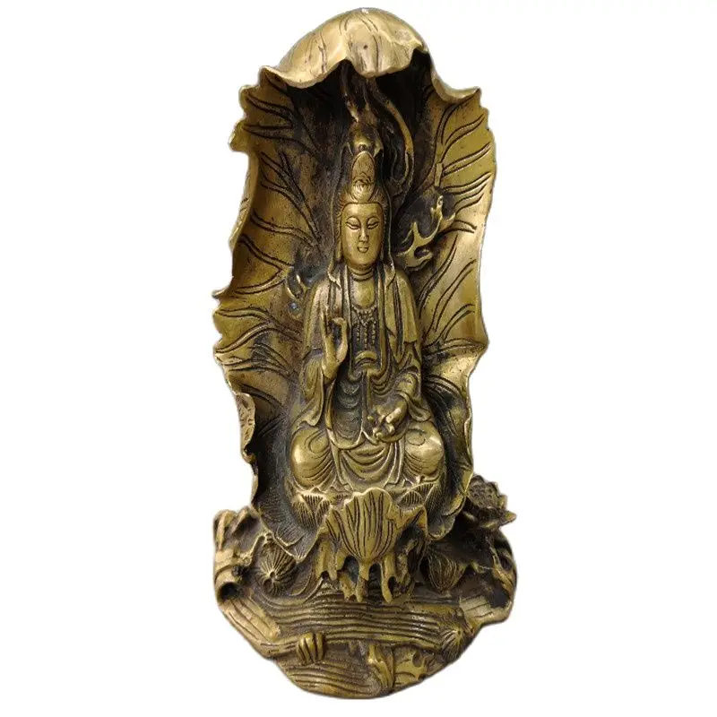 Chinese Old Tibet Buddhism Carving Workmanship Guanyin Statue