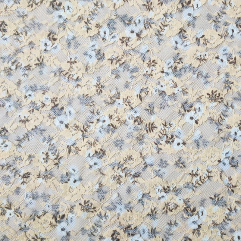 

Little yellow flower lace fabric printing sexy breathable washable ladies decorative bra webbing cloth bag factory direct sales