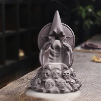 purple clay skull clothes creative european and american wizard home furnishing waterfall watching backflow incense burner