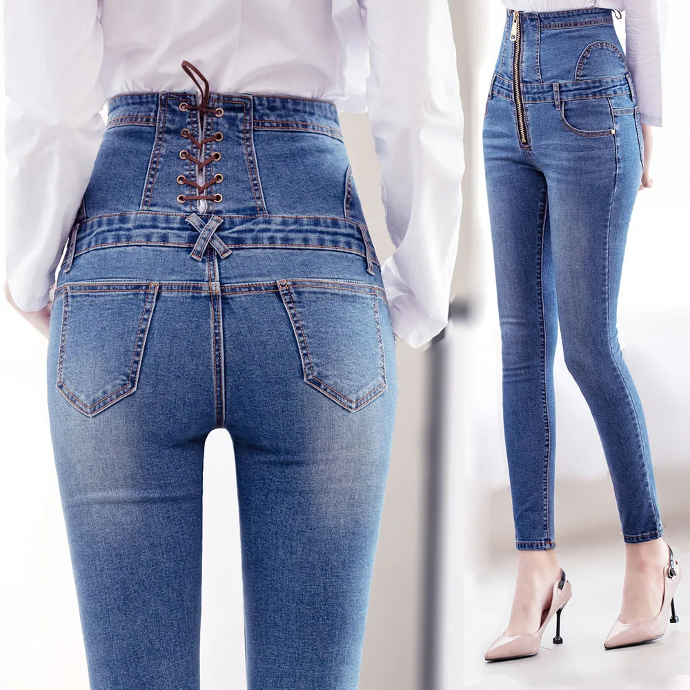 

Джинсы женские с завышенной талией, большие женские узкие джинсовые брюки, женские узкие эластичные джинсы для мам с высокой талией