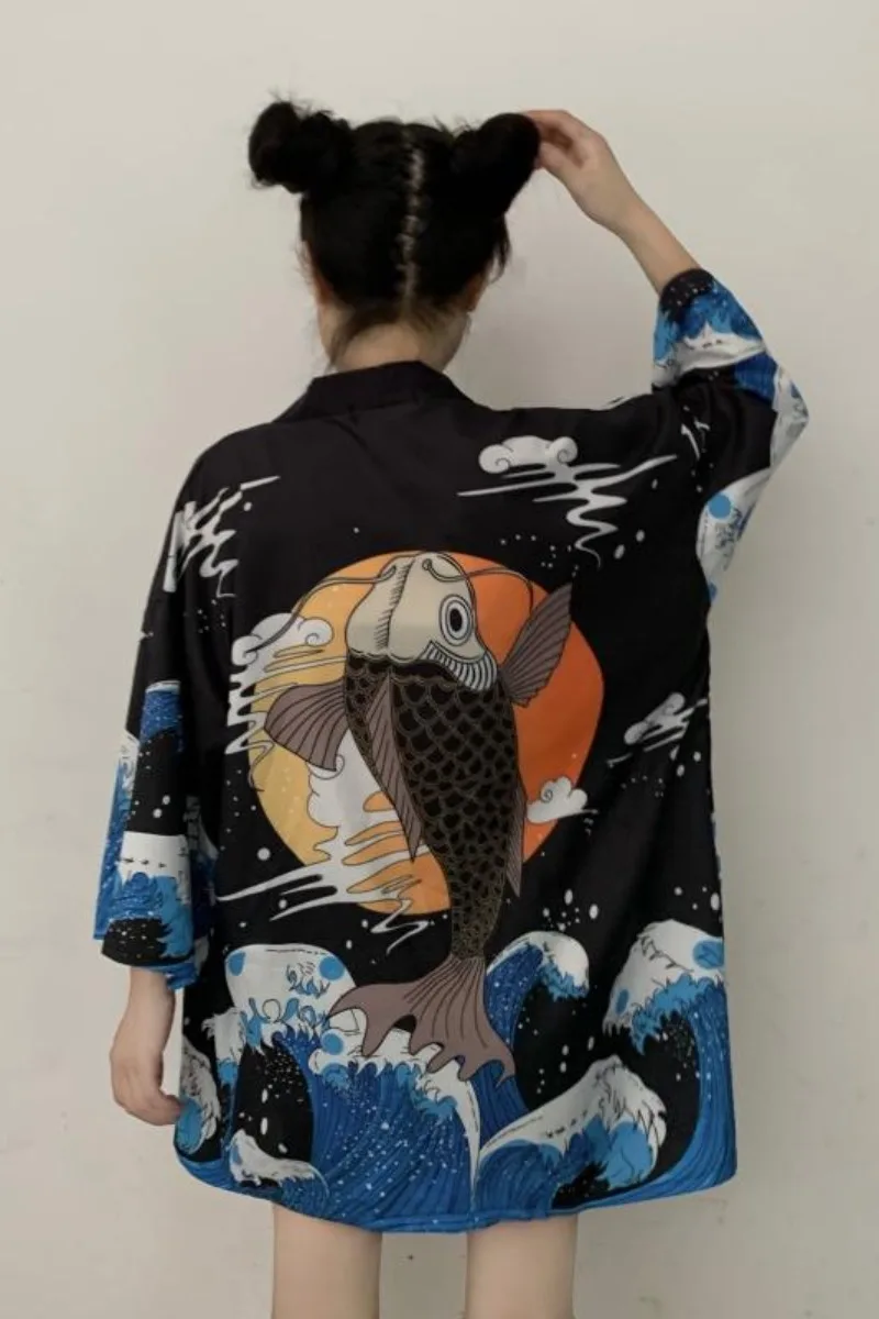 

Traditional Japanese Haori Samurai Kimonos Summer Asian Streetwear Loose Men Yukata Kimono Cardigan Harajuku Japanese Shirt