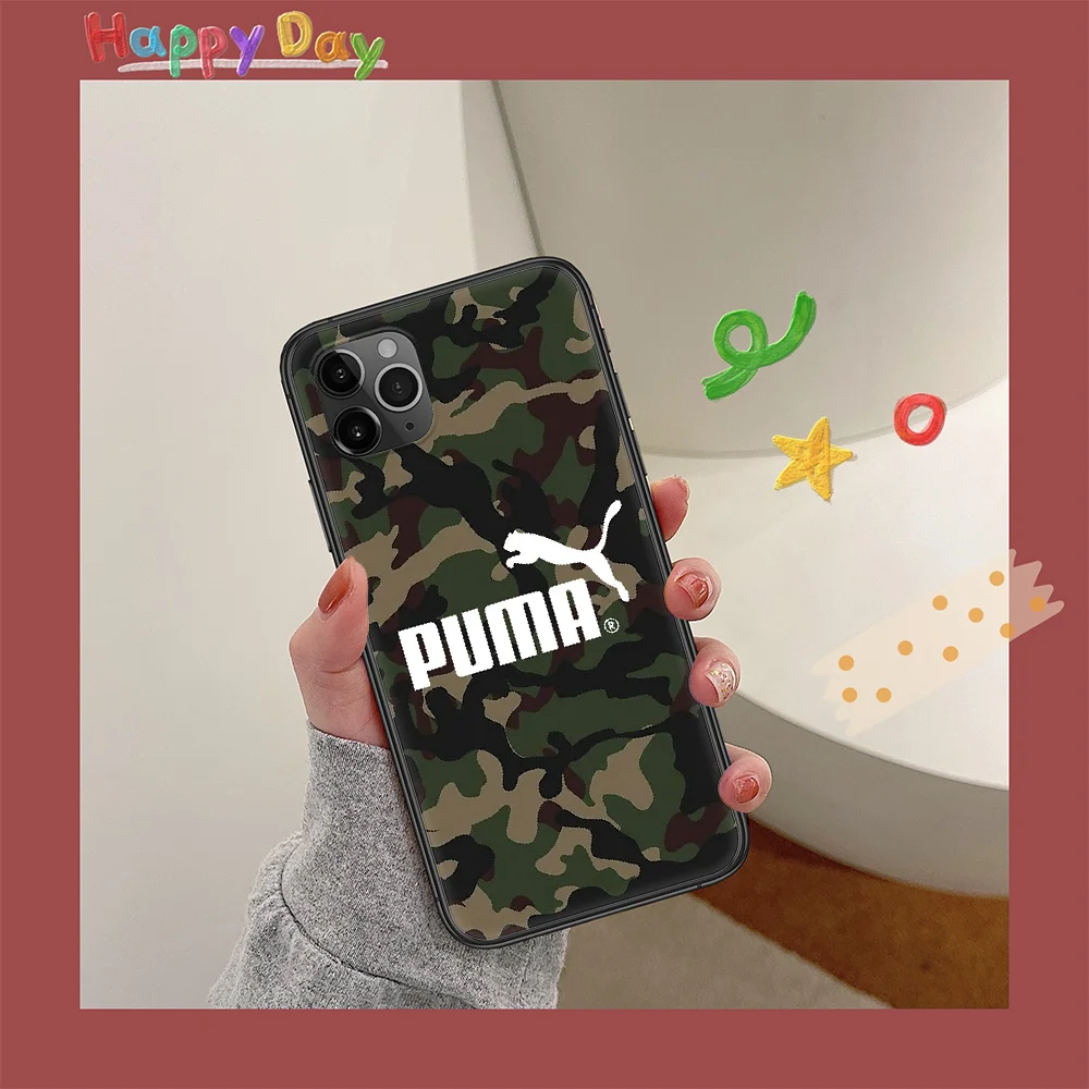 

Leopard Sports Brand Puma Phone Case For Iphone 11 12 Mini PRO XR X XS MAX 6 6s 7 8 Plus 4 5 5s SE 2020 black Etui Luxury