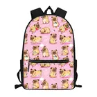 Школьные ранцы для девочек с принтом розовых щенков Мопсов, милые портфели для начальной и начальной школы для учеников средней школы