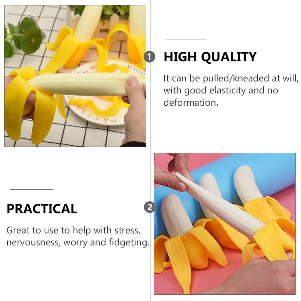 

3pcs Simulation Peeling Banana Toys Funny Cartoon Squeezing for Students