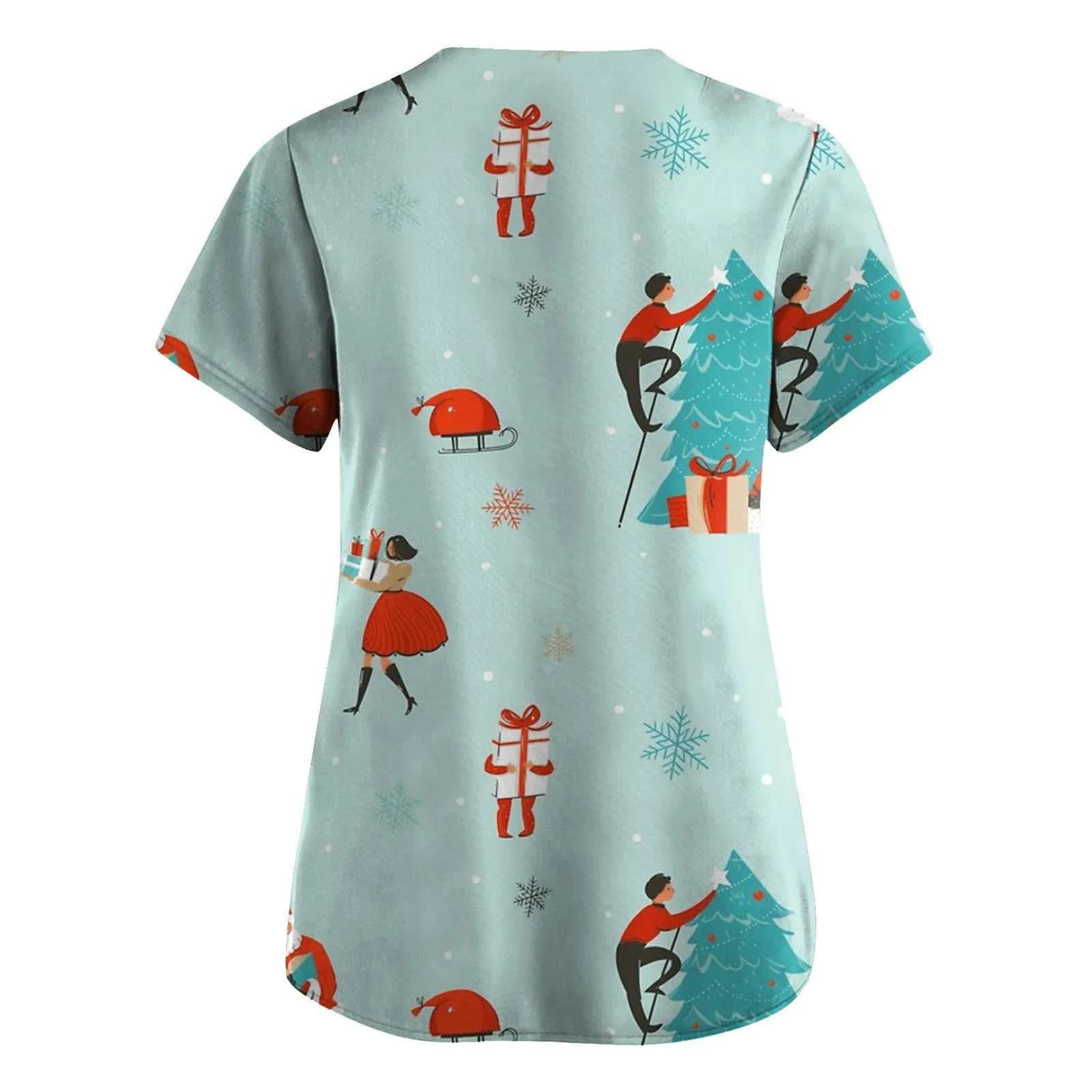 Christmas Cotton Cartoon Print Spa Uniform Beauty Salon Pet Shop Fashion Slim Fit Top Scrubs Clothes Women Lab Coat | Тематическая