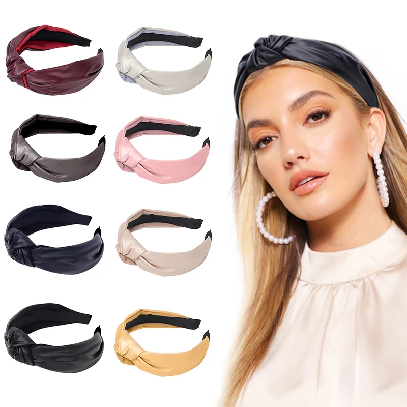 

1PCS 7 Color Solid Shiny Knotted Headband Women Hairbands For Lady Turban Wide Hair Hoop Girls Hair Accessories Headwear
