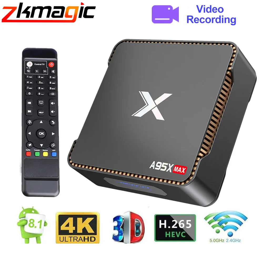 ТВ приставка Android A95X MAX 4G 64GB Android 8,1 ТВ приставка Amlogic S905X2 2,4G& 5G двойной Wifi BT 4,2 1000M медиаплеер Топ Смарт ТВ приставка