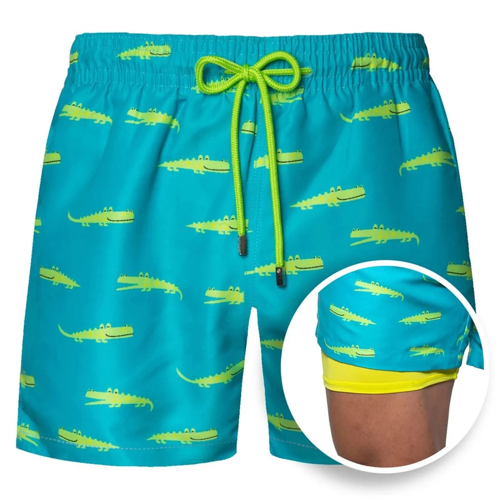

Summer Male Shorts Drawstring Special Beach Casual Built-in Compression Liner Swim Trunks Plus Size Shorts For Men's Clothing