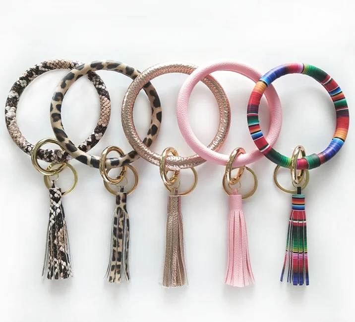 12 шт. новая искусственная кожа O брелок на заказ круг милый тот же цвет кисточкой