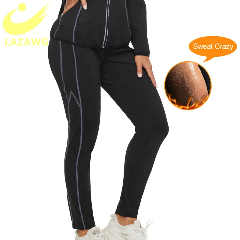 LAZAWG Womens Weight Loss Pants Sweat Sauna Shapers Sauna Sweat Hot Slimming Leggings Female Sports 