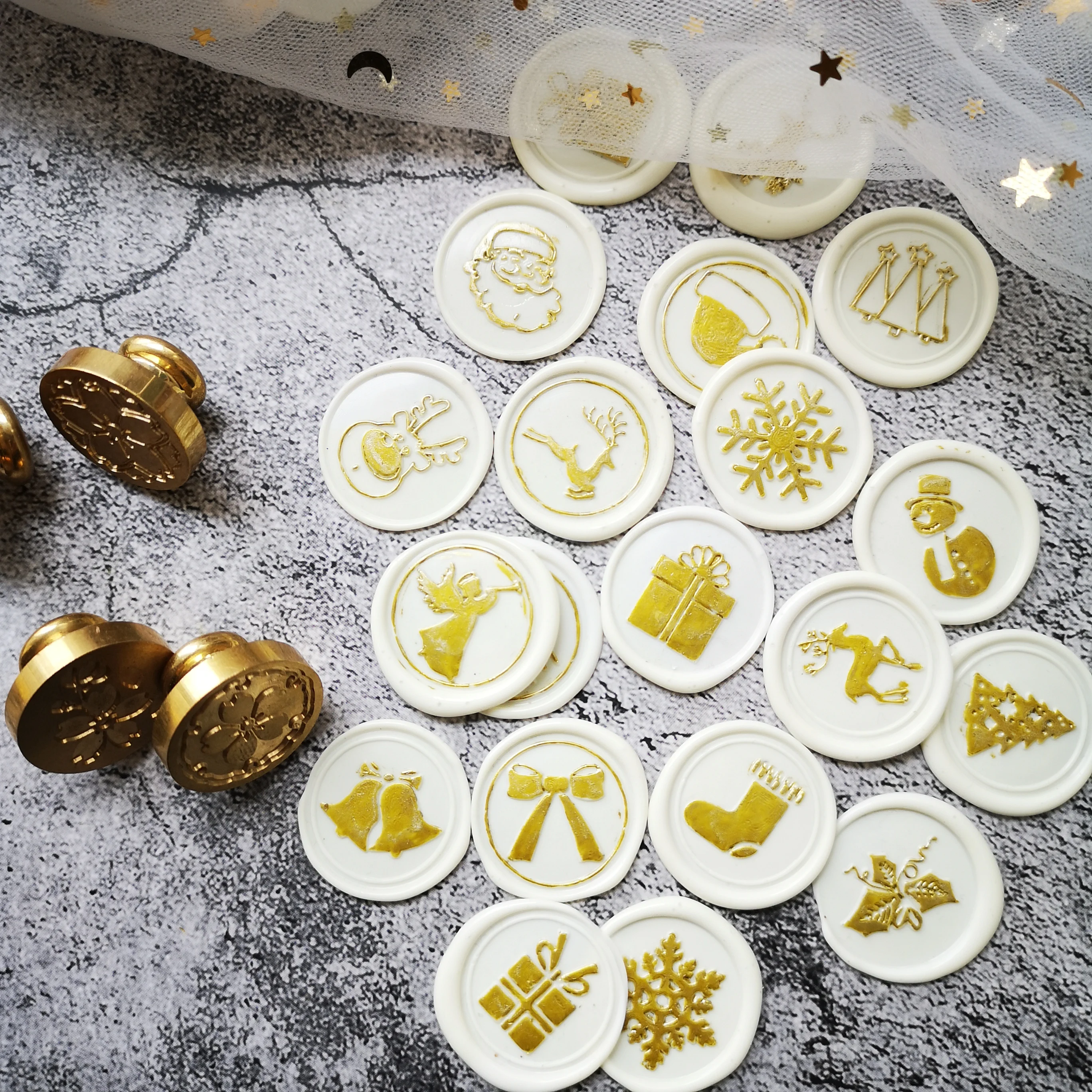 Счастливого Рождества Ретро сургучная печать для украшения в виде снежинок