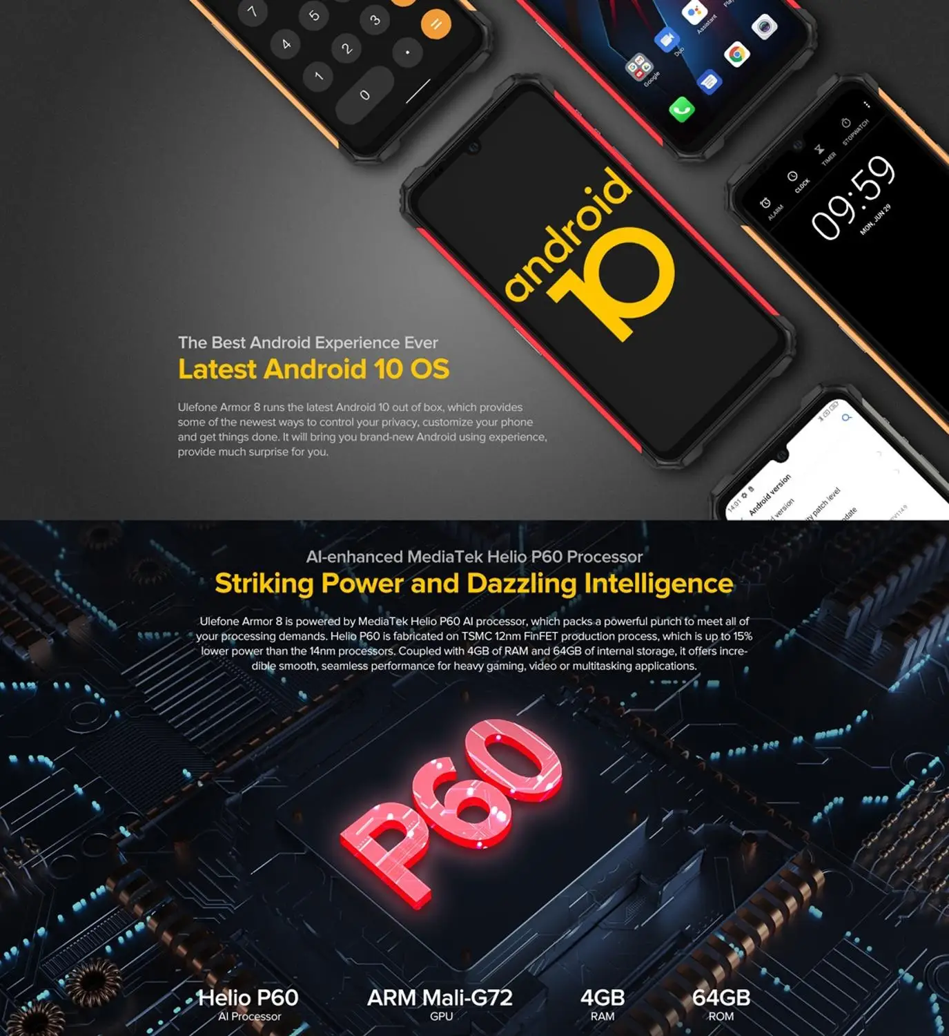 Защищенный смартфон Ulefone Armor 8 4 Гб + 64 ГБ водонепроницаемый мобильный телефон