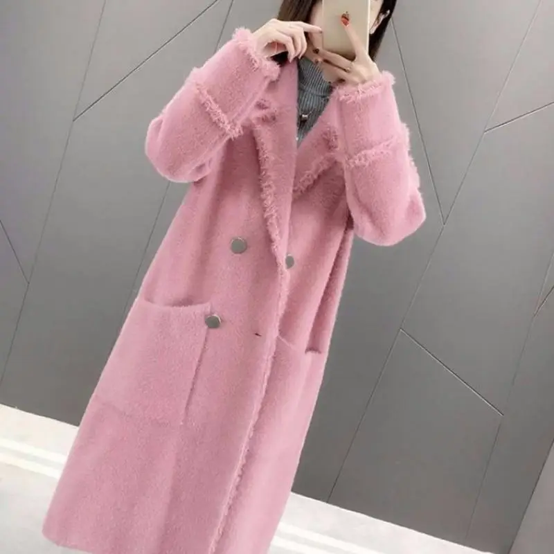 Женские 2019 новые осенние зимние кашемир под норку пальто свободные повседневные