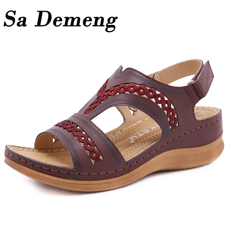 Сандалии женские из натуральной кожи босоножки на плоской подошве пляжная обувь