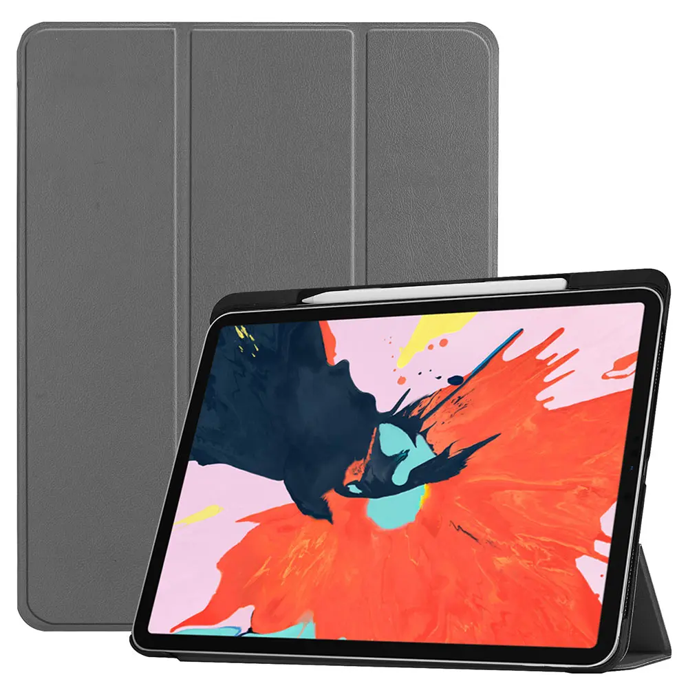 Чехол-обложка с карандашом и держателем для ipad pro 12,9, трехслойный чехол из искусственной кожи, Магнитный чехол для планшета с функцией сна/пробуждения, защитный чехол