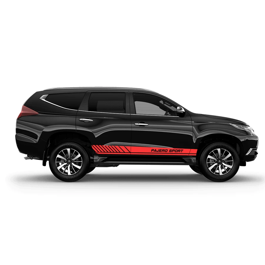 gloss red 2 шт. гоночный спортивный стиль двери тела боковые полосы графическая виниловая Автомобильная наклейка для pajero suv - Название цвета: gloss red