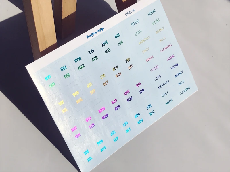 

1pc Monthly Tab Sky Blue Calendar Label Decoration English Words Decorative Sticker DIY Foil sticker for Planner diary Stickers