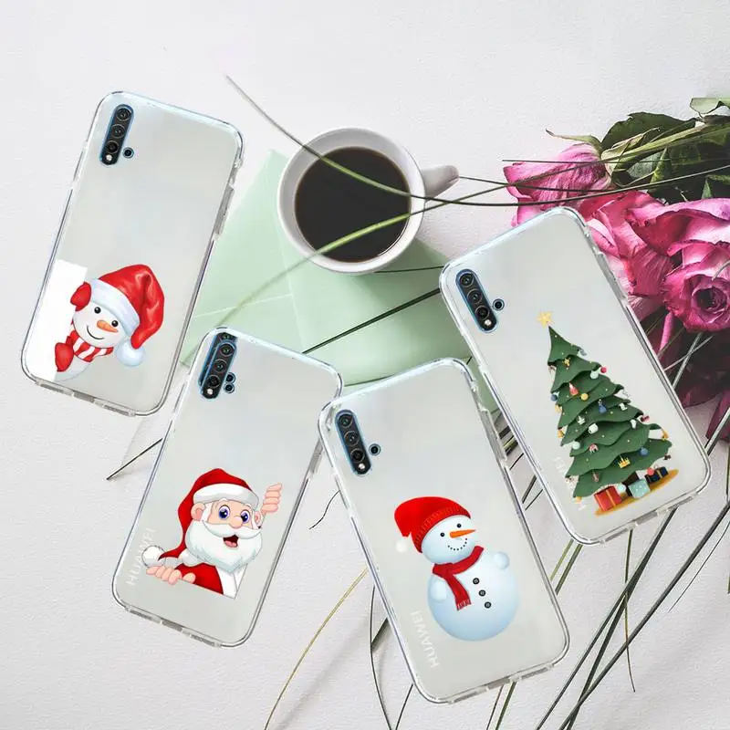 

Christmas elk Santa Claus pattern Phone Case Transparent for Huawei honor P mate 40 20 30 10 50 i 9 x mate pro lite 8a