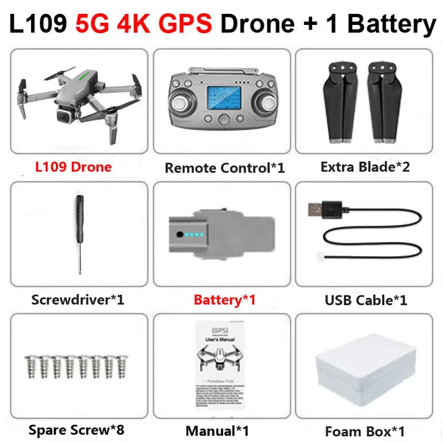 L109 4K 1B FOAM Радиоуправляемый квадрокоптер L109 Дрон gps 4K HD камера 5G wifi FPV Бесщеточный мотор складной селфи дроны Профессиональный 1000 м дальние расстояния - Цвет: L109 4K 1B FOAM