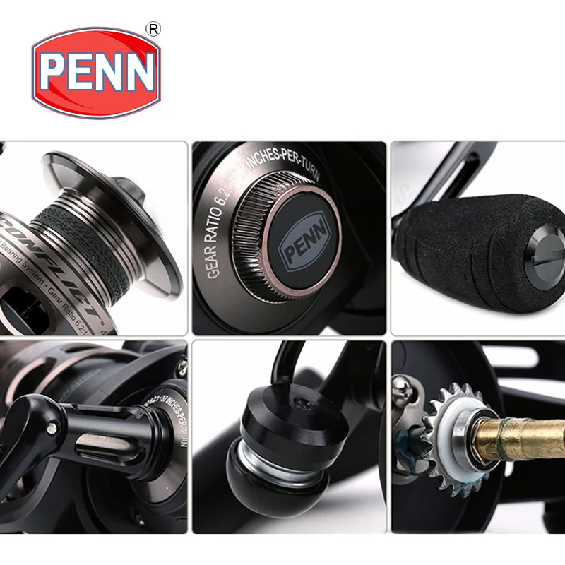 Катушка спиннинга PENN CONFLICT 2000 8000 7 + 1BB передаточное число 6 2: 1/5.6:1 макс. вес 11 кг