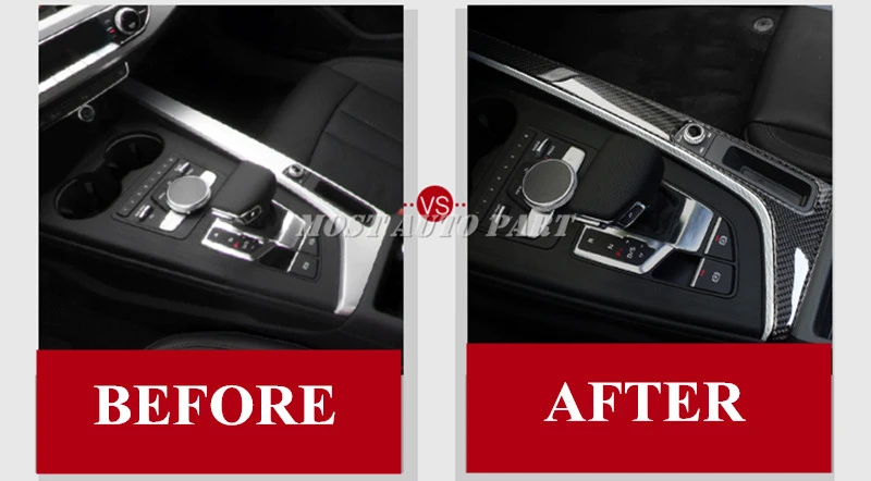 Углеродного волокна консоль Шестерни коробка переключения рамки Накладка для Audi