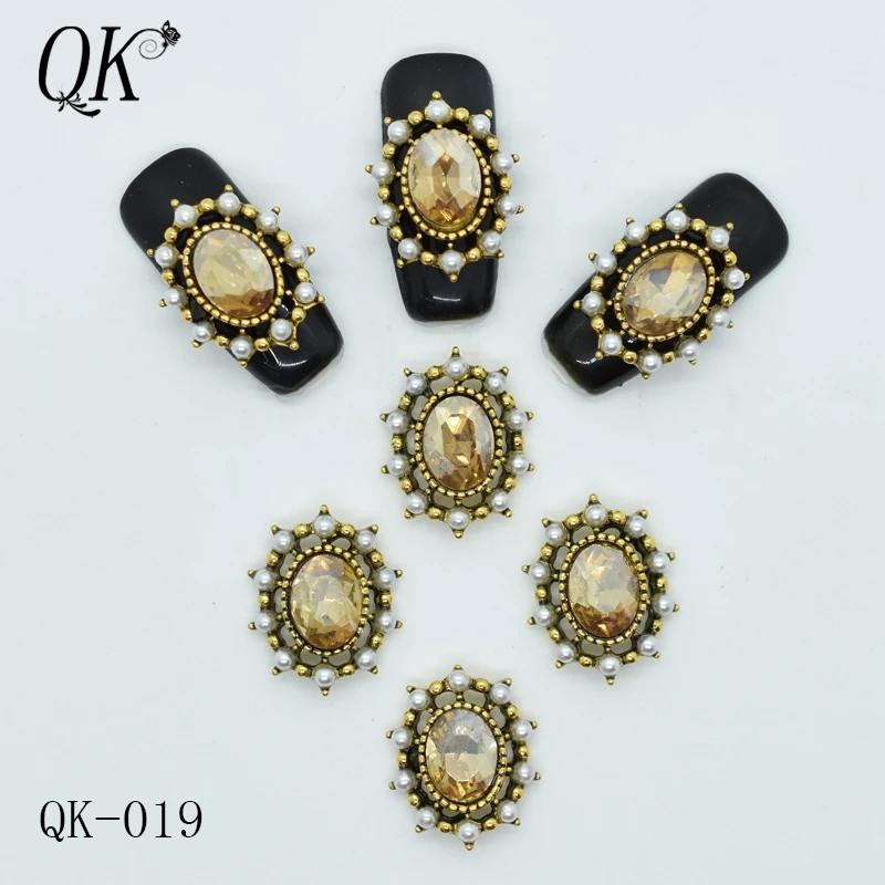 QK-019 10 шт./лот сплав гвозди очарование хрустальные бриллианты СТРАЗА под камень дизайн ногтей украшения ювелирные изделия аксессуары Стразы Новое поступление - Цвет: QK-019