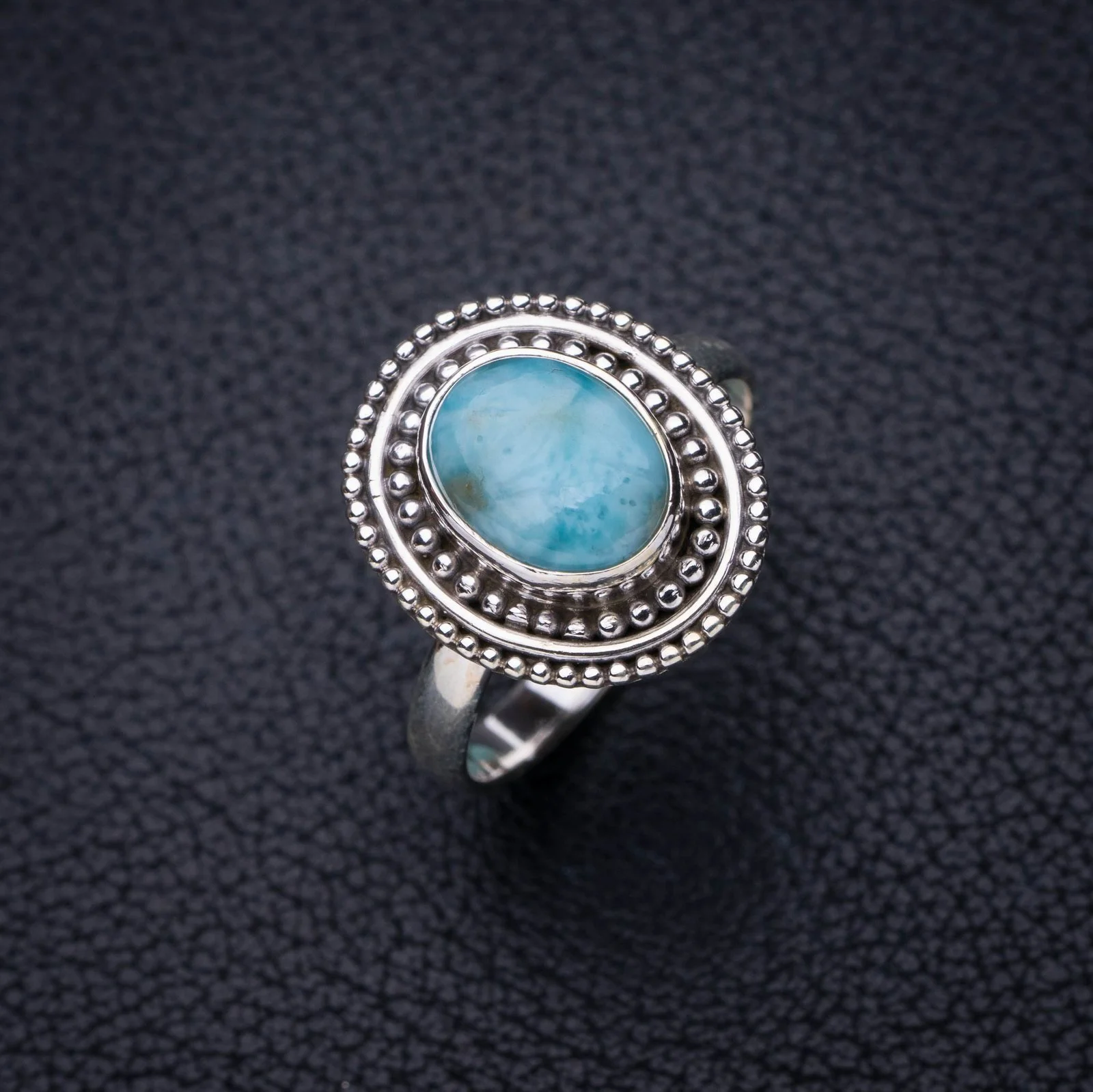 

StarGems Natural Caribbean Larimar Handmade 925 Sterling Silver Ring 8.25 E7077