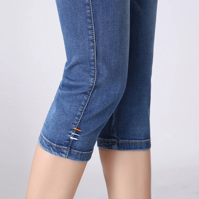 Джинсы Jbersee женские с завышенной талией до колен эластичные штаны из денима лето