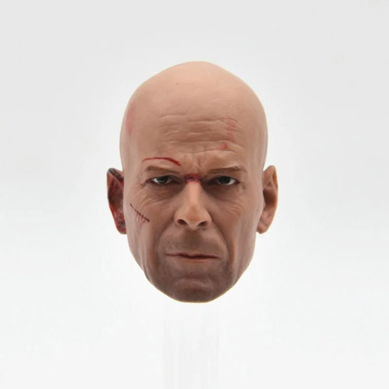 

1/6 Scale War Damage Bruce Willis Head Sculpt Male Soldier Head Carving Model for 12in Action Figure Toys