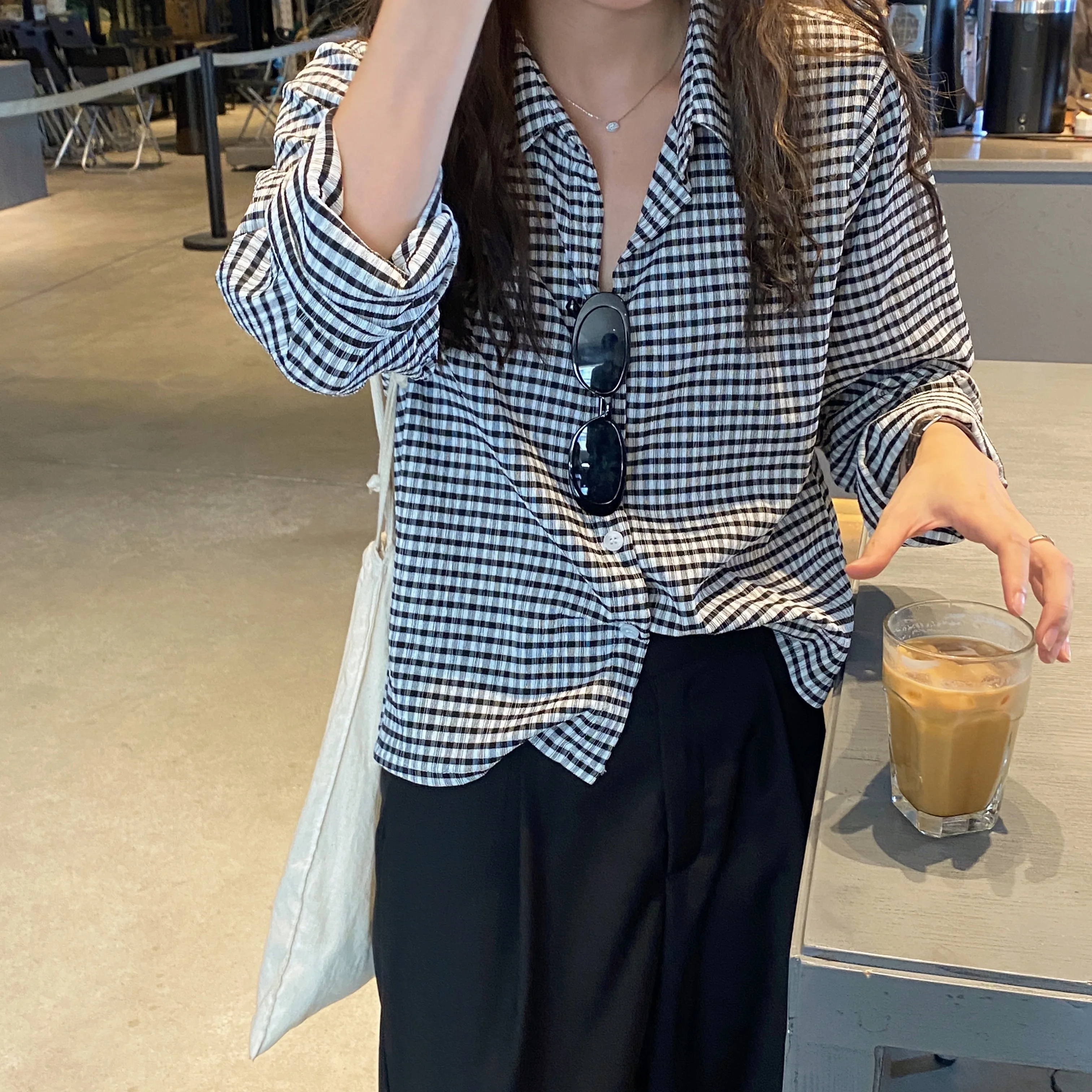 

Korean Chic Spring New Inner Wear Bandage Dress a Little Retro French Western Style Youthful-Looking Lapel Long Sleeve Plaid