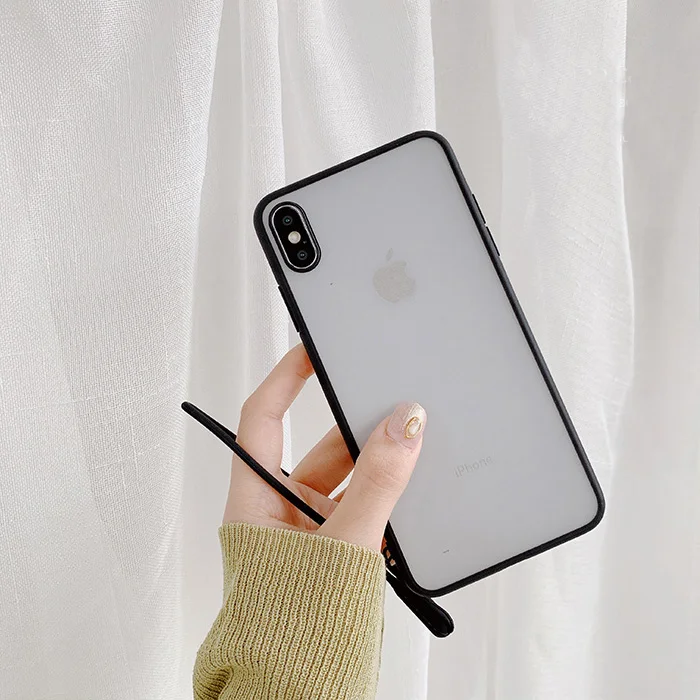 Отсутствие Карамельный цвет матовый пара чехол для iphone X XS Max XR Чехлы для iphone 7 8 6 6S P lus крышка с ремешок для запястья