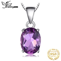 jewelrypalace genuine natural purple amethyst pendant necklace 925 sterling silver women gemstone statement necklace no chain