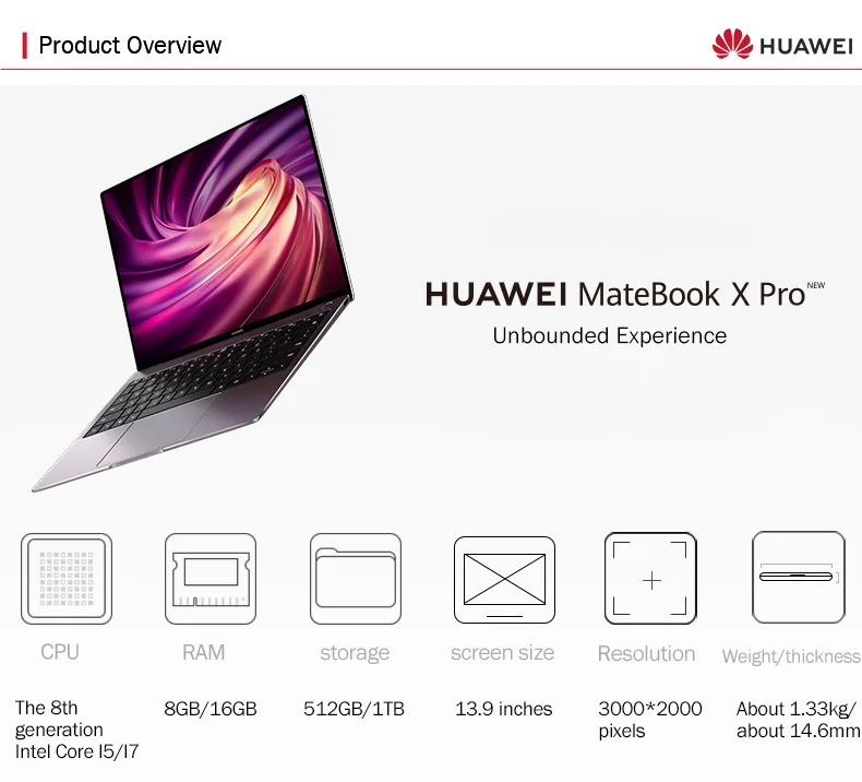 Huawei MateBook X Pro ноутбук с системой Windows 10 Intel Core i7 8565U/i5 8265U 8 Гб ram 512 ГБ SSD PC отпечаток пальца 2 ГБ GDDR5