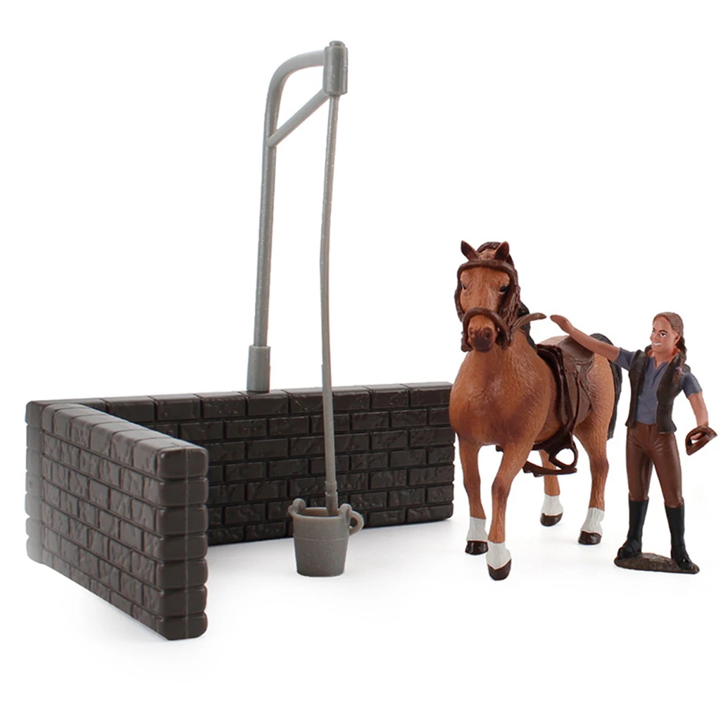 

Horse Figure Set Simulation Farm Scene Scene Model Men Sculpture Decoration]
