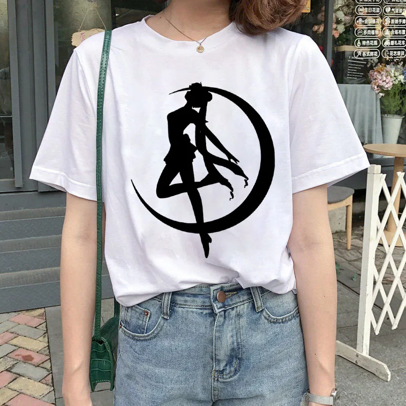 

New Arrival Sailor Moon Anime Print Female Shirt Japanese Clothes Harajuku Kawaii Ladies Tops T-shirt Summer Women T-Shirt