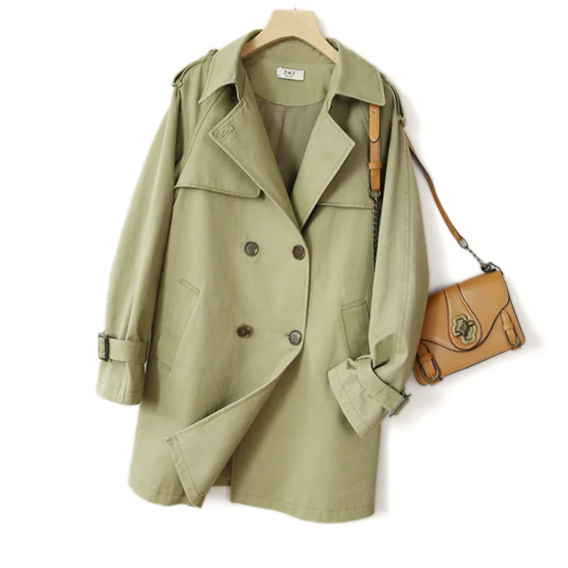 Весенняя японская ветровка женская одежда средней длины для работы пальто