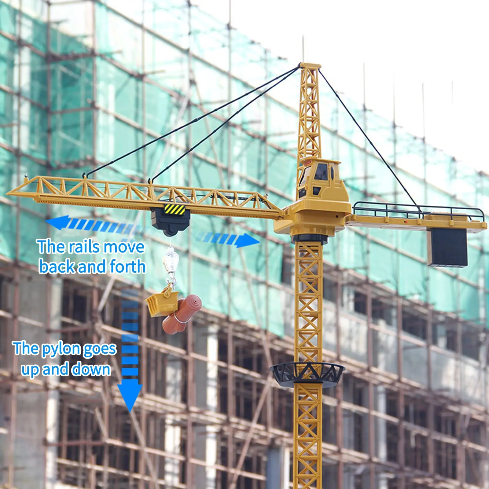 

Mutifunction RC Tower Crane 6 Channel Tower Crane Engineer Lift Model With Adjustable Height For 7-12 Years Old Boys And Girls