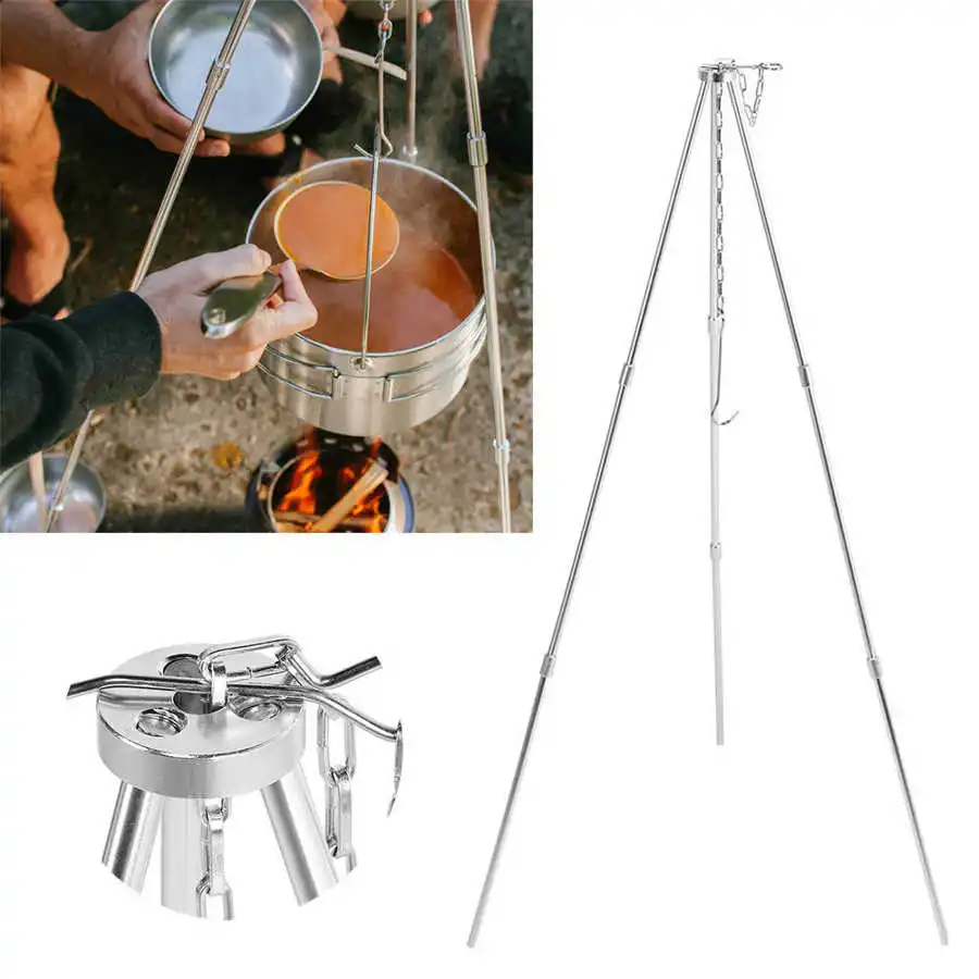 Портативный штатив для кемпинга подвесной котелок с регулируемой цепочкой
