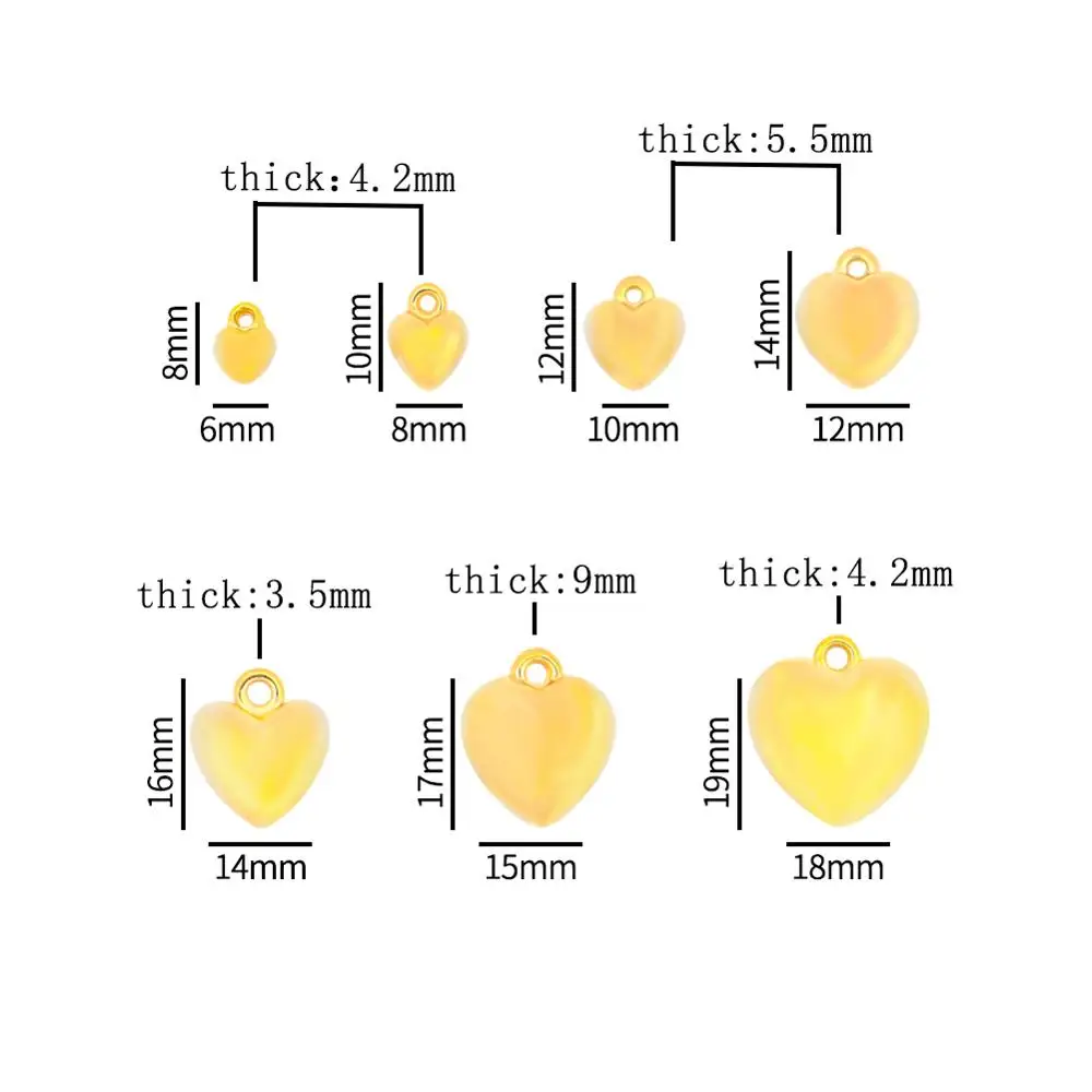 30 200 шт золотой цвет сердце в форме сердца Пластиковые Подвески бусины для