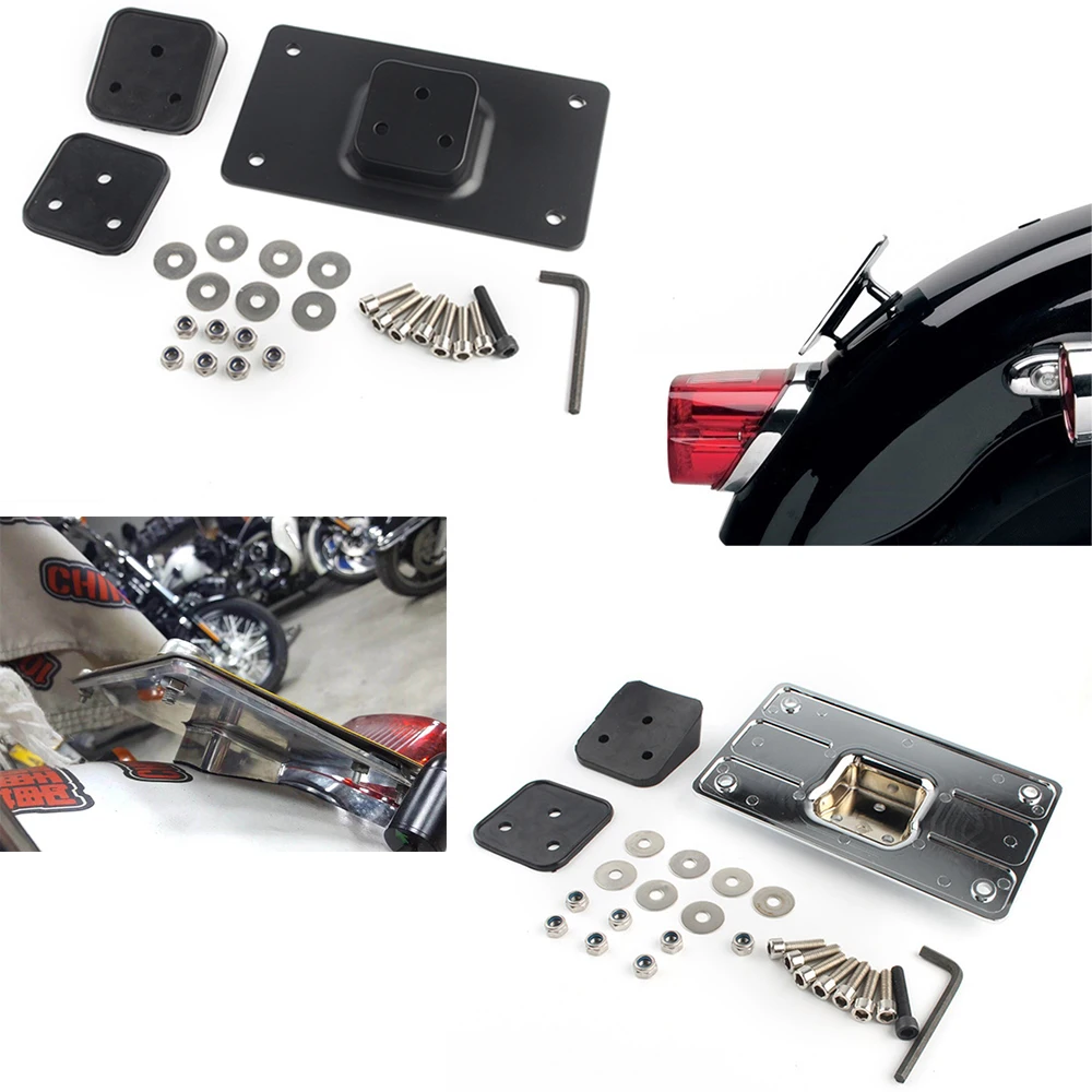 

Chrome Black Motorcycle Laydown Tilt License Plate Frame Mount For Harley Big Twins Sportster Dyna Softail motorbike parts