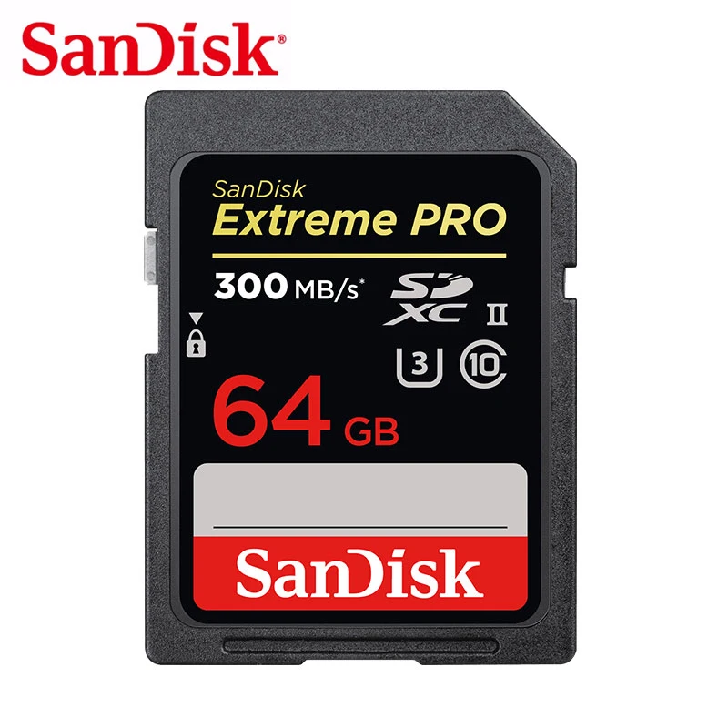 Sandisk SD карта 32GB Extreme PRO карты флэш-памяти 64GB SLR Камера карты 128 ГБ SDHC/SDXC U3 Class10 UHS-II 300 МБ/с. для спортивной экшен-камеры 4K с разрешением Full HD