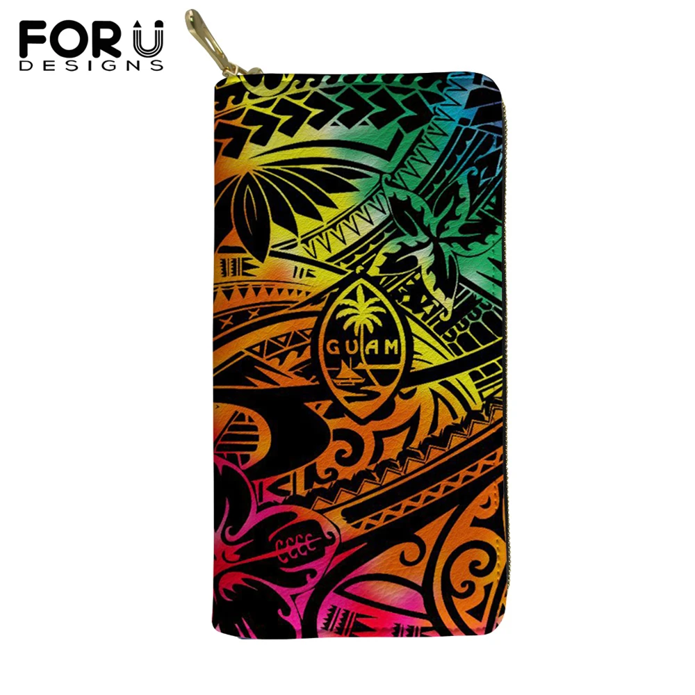 

FORUDESIGNS New Fashion Women Wallet Purse Guam Polyneisan Hibiscus Flower Print Coin Money Card Holder Clutch Bags Sac A Main