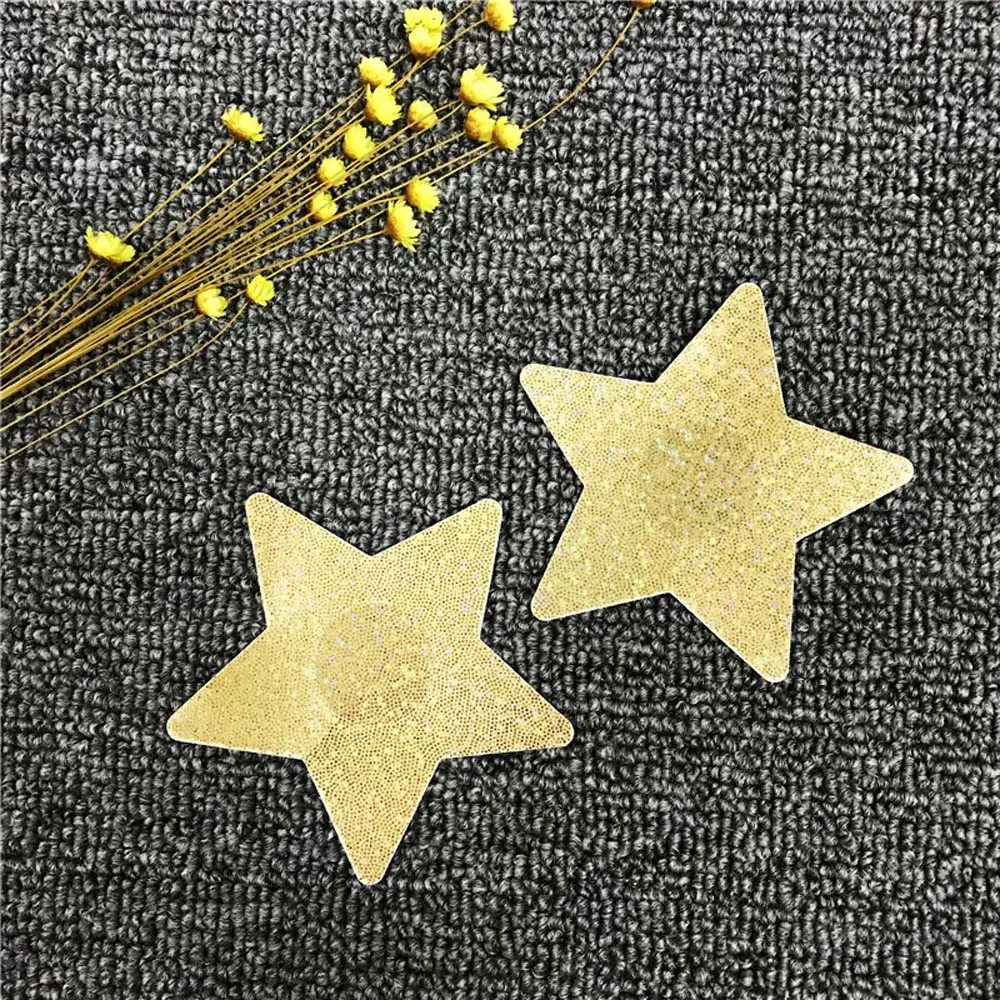 

Laser Polyester Nipple Stickers Star Shape Nipple Cover Disposable Breast Petals Sexy Nipple Pasties Invisible Bra Accessories