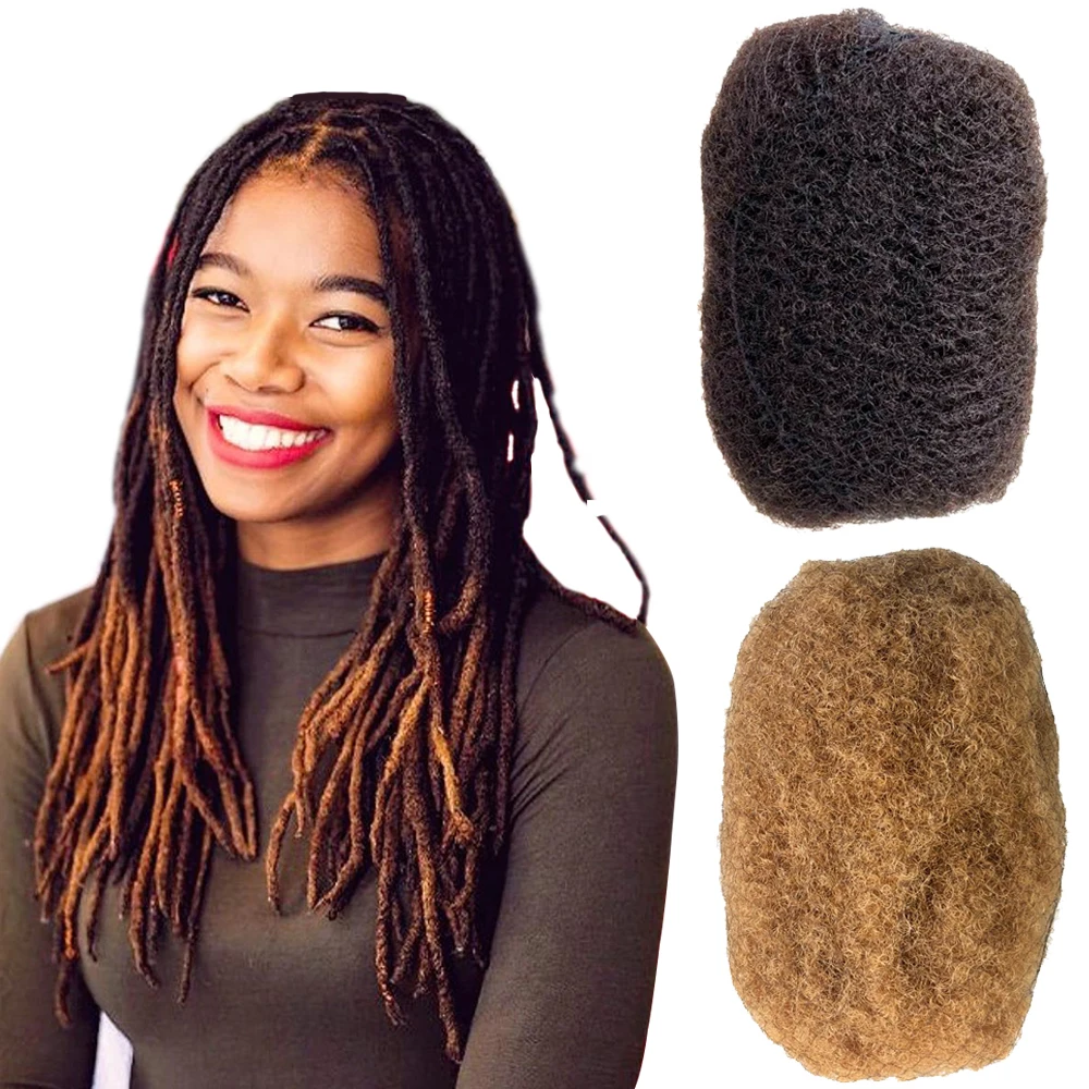 YONNA 4pcs/lot Tight Afro Kinky Bulk Hair 100% Human Hair For Dreadlocks,Twist Braids Dark Brown #2 And #27