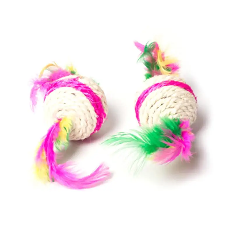 Diameter 5.5 cm Lightweight Cat Toys Feather Ball Kitten Nice Looking Design Nip Scratch Supplies Pet Products | Дом и сад