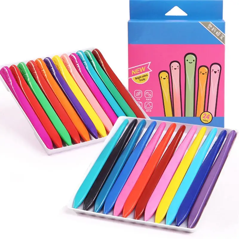 

24 Pcs/Box Colorful Non-toxic Paint Wax Triangle Stick Crayons For Children Kids Toddler Kindergarten Early Education Tool E56C