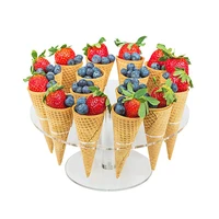 616 holes acrylic ice cream cone holder clear cone display stand for ice cream cone waffle cupcake roll sushi kitchen tools