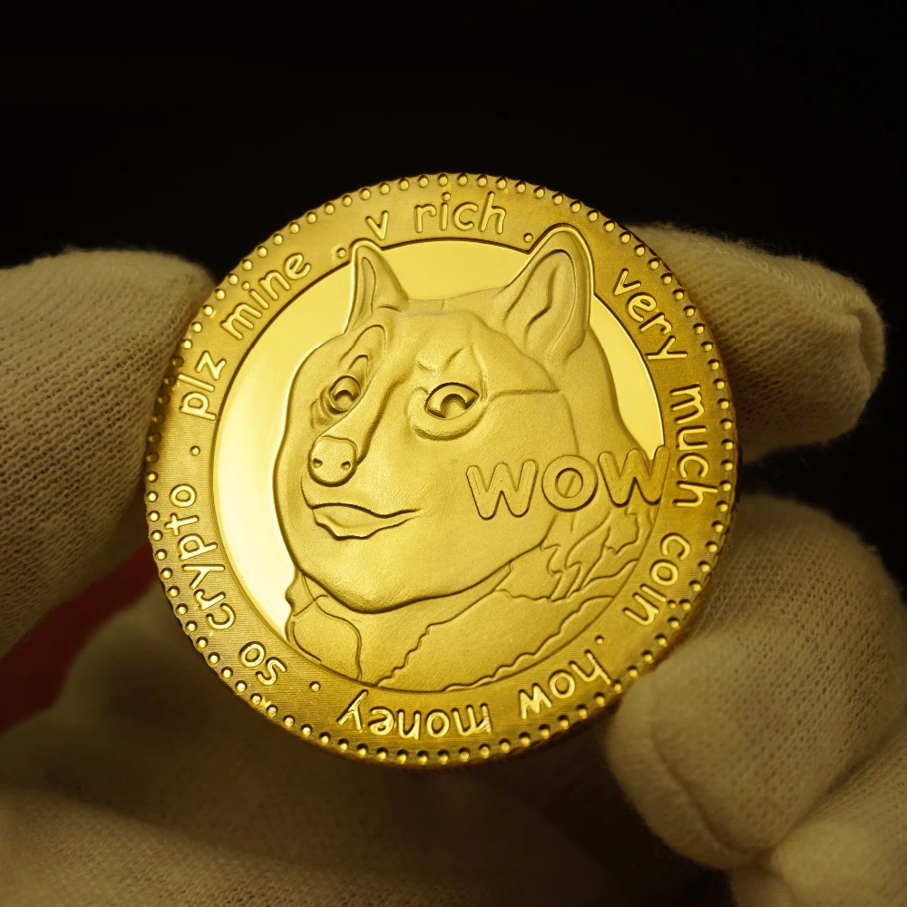 Забавные Позолоченные памятные монеты догкоин с милым рисунком собаки