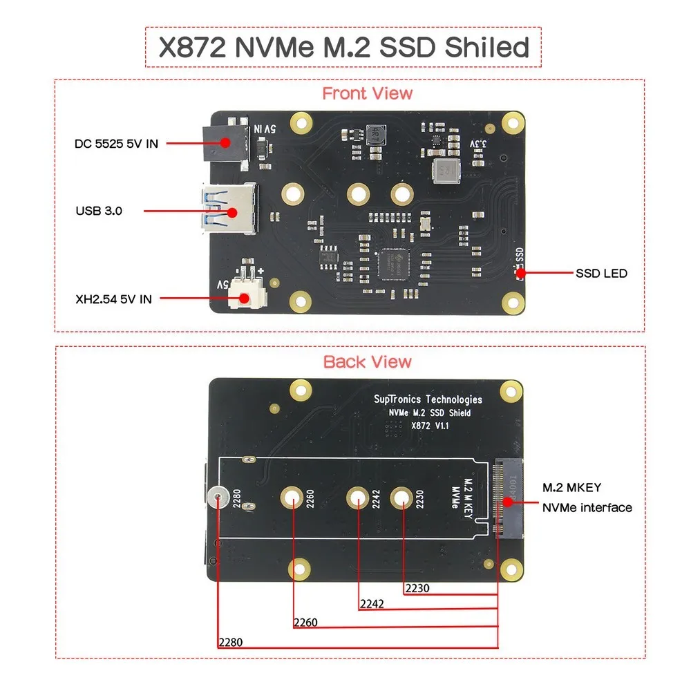 Raspberry Pi 4 Модель B X872 M.2 NVMe SSD щит + X735 плата управления питанием и безопасного